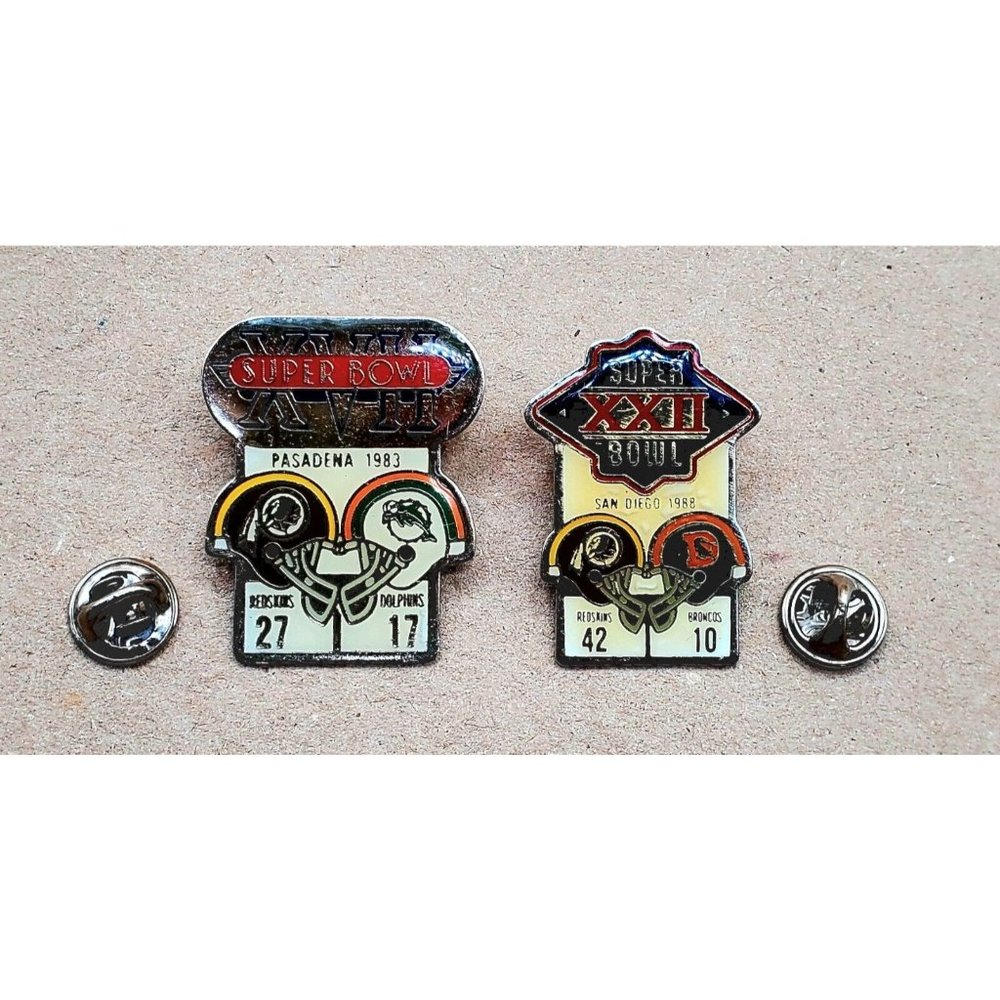 Starline Washington Redskins Super Bowl 17 and 22 Vintage Pin Bundle